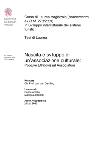 Nascita e sviluppo di un`associazione culturale: