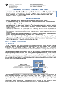 Eliminazione del morbillo: informazioni per le scuole Cinque misure