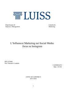 L`Influencer Marketing nei Social Media: focus su Instagram