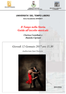 Il Tango nella Storia. Guida all`ascolto musicale Giovedì 12 Gennaio