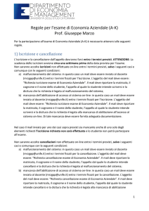 Regole per l`esame di Economia Aziendale (AK) Prof