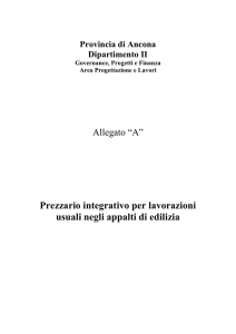 Prezzario integrativo per lavorazioni usuali negli appalti di edilizia