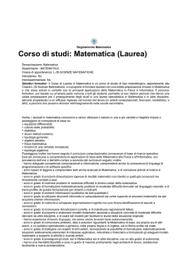 Corso di studi: Matematica (Laurea)