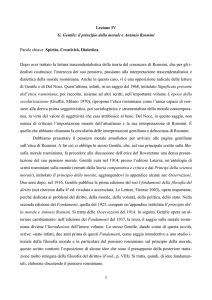 1 Lezione IV G. Gentile: il principio della morale e Antonio Rosmini