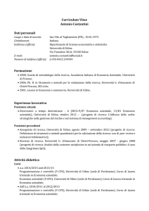 Curriculum Vitae Antonio Costantini Dati personali Formazione