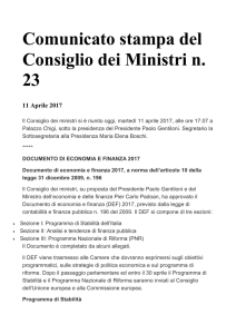 Comunicato stampa del Consiglio dei Ministri n. 23