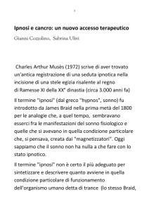 Ipnosi e cancro: un nuovo accesso terapeutico