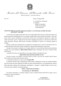 Prot. 473 del 27/05/2008: EDISU di Taranto - Ufficio Statistico