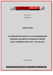 Le suggestioni del diritto all`autodeterminazione