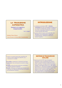 la traduzione automatica - Dipartimento di Informatica