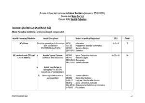 TABELLA CREDITI SCUOLA SPECIALIZZAZIONE STATISTICA