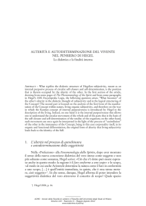 Autodeterminazione del vivente nel pensiero di Hegel. La dialettica