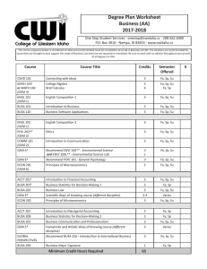 Degree Plan Worksheet Business (AA) 2017-2018