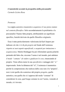 L`autenticità nell``ottica psicoanalitica