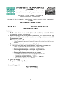 Documento del Consiglio di classe Classe V sez B Corso