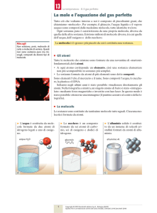 APPROFONDIMENTO – La mole e l`equazione del gas perfetto