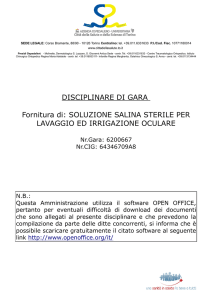 DISCIPLINARE DI GARA Fornitura di: SOLUZIONE SALINA