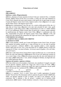 Prima lettera ai Corinzi Capitolo 1 PREAMBOLO Indirizzo e saluto