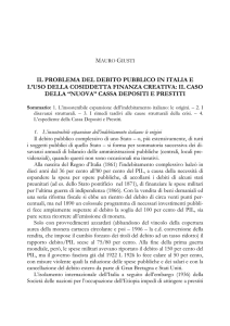 IL PROBLEMA DEL DEBITO PUBBLICO IN ITALIA E L`USO DELLA