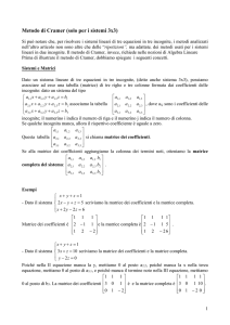 Metodo di Cramer (solo per i sistemi 3x3)