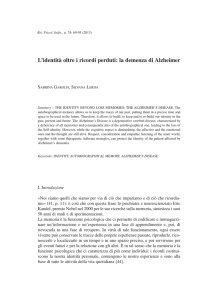 L`identità oltre i ricordi perduti: la demenza di Alzheimer