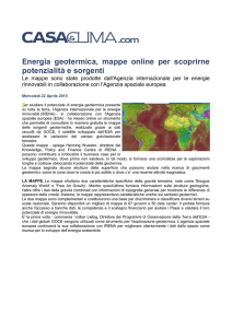 Energia geotermica, mappe online per scoprirne potenzialità e