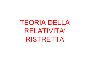 TEORIA DELLA RELATIVITA` RISTRETTA