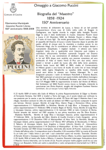 Omaggio a Giacomo Puccini Biografia del “Maestro”