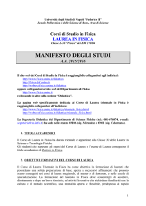 manifesto degli studi - Dipartimento di Fisica