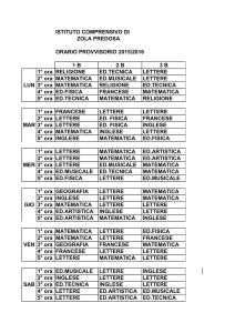 1 B 2 B 3 B 1° ora RELIGIONE ED.TECNICA LETTERE 2° ora