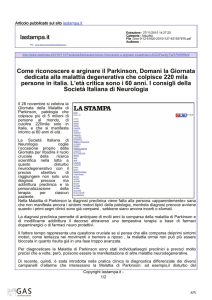 Come riconoscere e arginare il Parkinson, Domani la Giornata