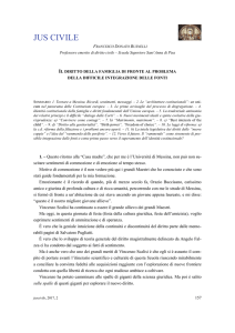 Il diritto della famiglia di fronte al problema della difficile