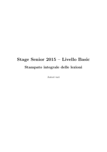 Stage Senior 2015 – Livello Basic