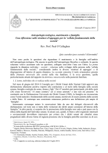 Antropologia teologica, matrimonio e famiglia Una riflessione sulle