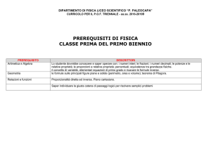 prerequisiti di fisica classe prima del primo biennio