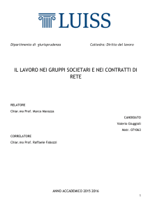 IL LAVORO NEI GRUPPI SOCIETARI E NEI CONTRATTI DI RETE