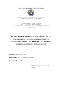 LA GOVERNANCE AMBIENTALE ED IL SISTEMA DELLE AGENZIE