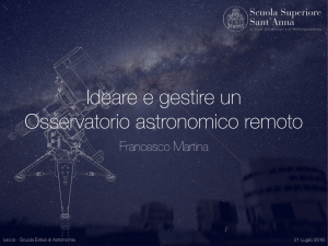 Ideare e gestire un Osservatorio astronomico remoto