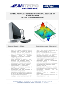 SISTEMA MODULARE DI VIDEO MICROSCOPIA DIGITALE 3D