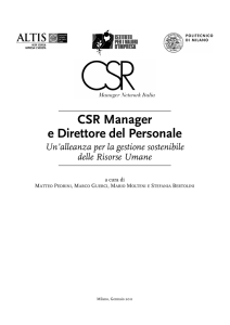 CSR Manager e Direttore del Personale Un`alleanza per la gestione
