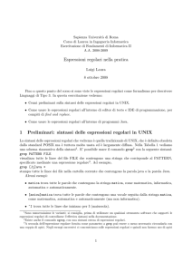 sintassi delle espressioni regolari in UNIX