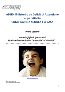 ADHD: il disturbo da Deficit di Attenzione e
