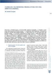 A. GORGONI, Famiglie e matrinomio: profili evolutivi nel diritto