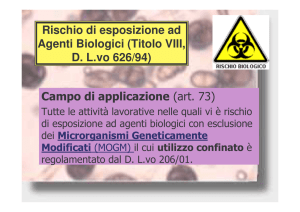 Rischio di esposizione ad Agenti Biologici (Titolo VIII, D. L.vo 626/94