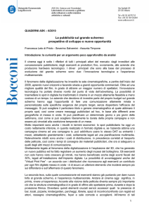 La pubblicità sul grande schermo. Prospettive e - ASK