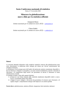 Sesta Conferenza nazionale di statistica Misurare la globalizzazione