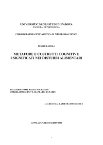 Metafore e costrutti cognitivi: i significati nei disturbi