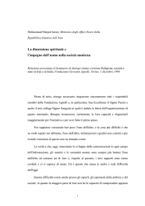 La dimensione spirituale e l`impegno dell`uomo nella società moderna