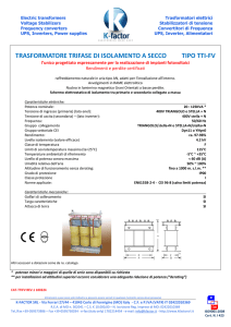 trasformatore trifase di isolamento a secco tipo tti-fv