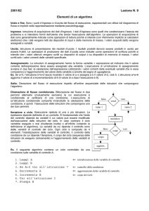 2001/02 Lezione N. 9 Elementi di un algoritmo 1. Leggi A 2. Leggi B